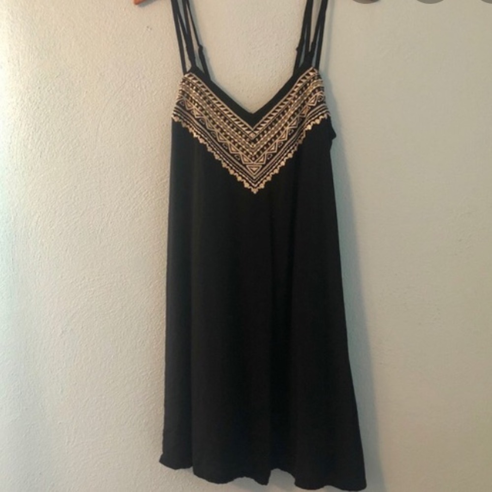 American eagle black embroidered flowy dress